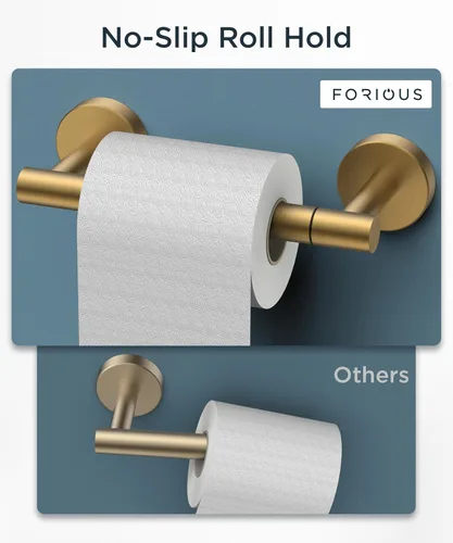Vista 6 de FORIOUS Soporte de pared para papel higiénico, soporte de rollo de papel higiénico de doble poste giratorio de acero inoxidable para baño
