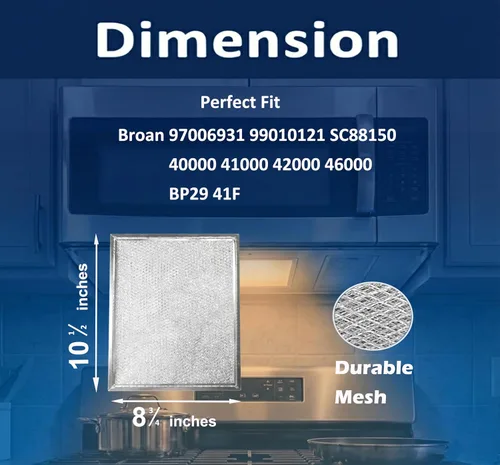 Vista 2 de Paquete de 2 filtros de grasa 97006931 BP29 NY NV compatibles con filtro de ventilador de campana Broan Nutone 1172137 5-3078 88150 99010121 C88150