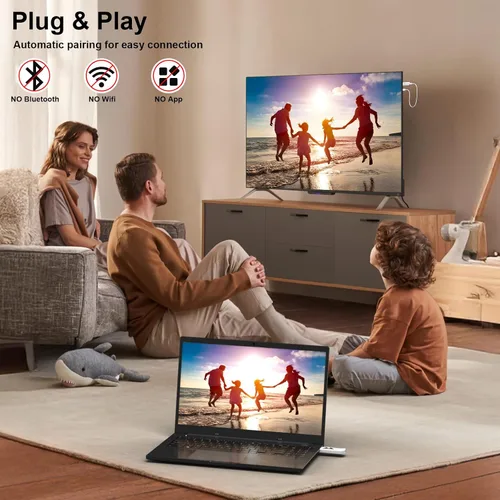 Vista 2 de Transmisor y receptor HDMI inalámbrico, 328FT/100M Plug & Play Kit de extensor HDMI inalámbrico portátil, decodificación 4K, salida 1080P, señal