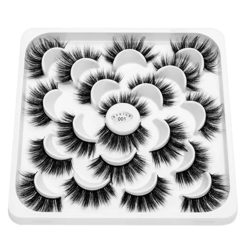 Vista 7 de DYSILK - 10 pares de pestañas de visón 6D, pestañas postizas dramáticas de volumen grueso pestañas postizas naturales suaves extensión maquillaje