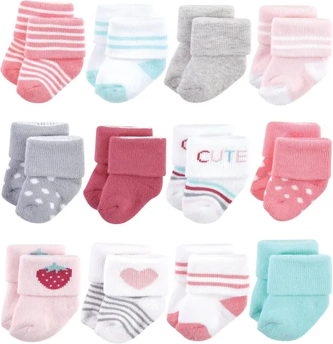 Vista 28 de Hudson Baby - Calcetines de algodón para bebés recién nacidos y Terry para niñas bebés