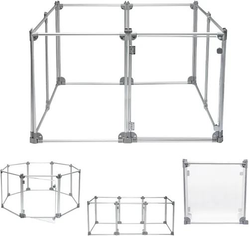 Vista 12 de Front Row Corralito plegable para perros, duradero y portátil, para hacer ejercicio, descansar y jugar, paneles de valla transparentes con varillas