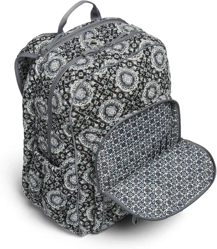 Vista 2 de Vera Bradley - Mochila Campus de algodón, para mujer, Medallón de carbón