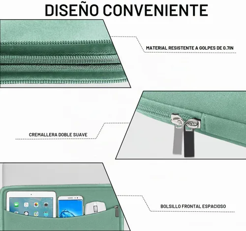 Vista 3 de Funda para laptop de 14 pulgadas, maletín protector a prueba de golpes con bolsillo para accesorios, bolsa portátil para computadora para MacBook