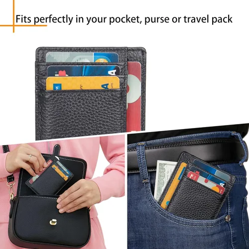 Vista 4 de LinsCraft Pequeñas carteras de bolsillo con bloqueo RFID para hombres y mujeres