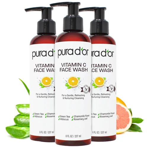Vista 7 de PURA D'OR Limpiador facial con vitamina C de 8 onzas, limpiador facial rico en antioxidantes para un brillo radiante y un tono de piel uniforme