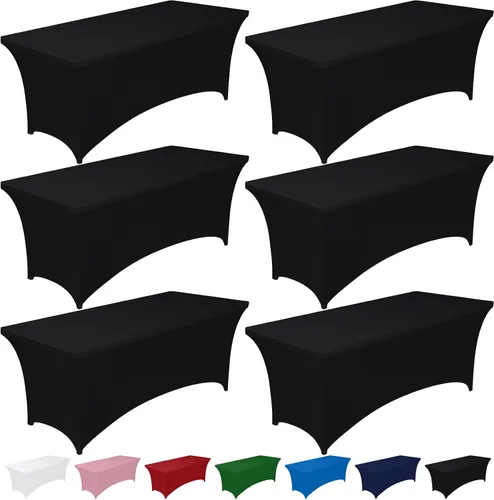 Vista 33 de Pureegg - Juego de 2 manteles de elastano ajustables de 1,2 m para mesas rectangulares, mantel elástico y sin arrugas para mesa de masajes, fiestas