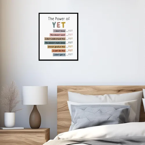 Vista 3 de The Power of Yet Print - Póster de terapia de oficina, decoración de pared para habitación de niños, póster bohemio para aula, mentalidad