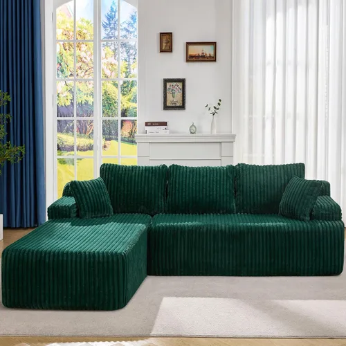 Vista 30 de Hobestluk - Sofá modular sin hueso, sofá seccional en forma de L 96" Right Facing Chaise Black,Memory Foam,Removable Cover,Non-slip Bottom,No