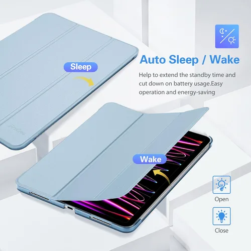 Vista 7 de ProCase Funda inteligente para iPad Pro de 12.9 2022/2021/2020/2018, carcasa rígida con soporte delgado para iPad Pro de 12.9 pulgadas, 6ª Celeste