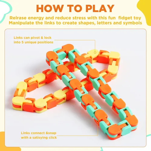 Vista 4 de Sotiff 60 Piezas Juguete Fidget Pista Loca Juguetes Fidget Wacky Tracks Serpiente Colorida Juguetes Regalos para Niños Adultos Autismo Alivio