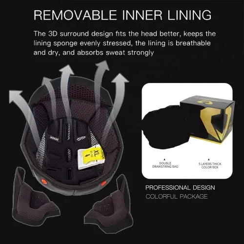 Vista 5 de AAREG Casco de motocicleta unisex para adultos, fibra de carbono, visera antivaho, diseño aerodinámico, Bluetooth integrado, aprobado por DOT