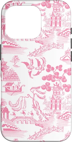 Vista 20 de Preppy Pink Willow Pattern Chinoiserie Toile Case for iPhone 17