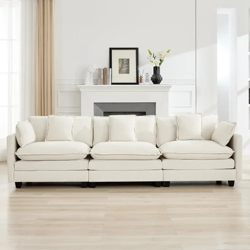 Vista 12 de Sofá modular en forma de nube de 113 pulgadas, sofás de asiento profundo de gran tamaño para sala de estar, sofá modular tapizado de chenilla