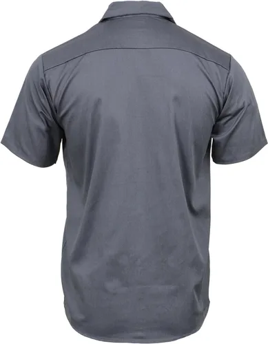 Vista 2 de Milwaukee Leather MDM11668 Camisa de trabajo gris con botones y bolsillos para hombre, camisa clásica de trabajo mecánico con bolsillos, Gris