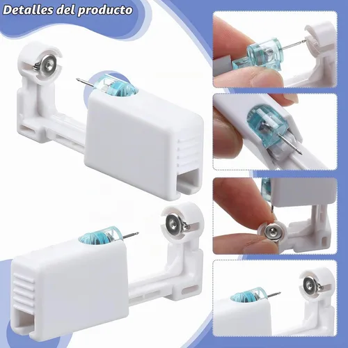 Vista 2 de Chumia 12 unidades de herramienta desechable para perforación de orejas con 12 piezas de pendientes de seguridad (5 mm) sin dolor, fácil de usar
