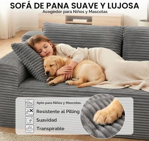Vista 4 de Sofá sin hueso, sofás seccionales de 102.4 pulgadas para sala de estar con sofá en forma de L Sofá Cloud seccional con diván, sofá modular de nube