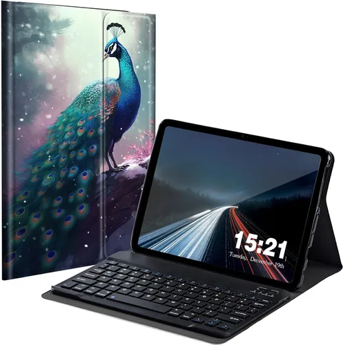 Vista 12 de Funda de teclado para Samsung Galaxy Tab S6 Lite 2022/2020, Galaxy Tab S6 Lite SM-P610/P613/P615/P619 con teclado Bluetooth inalámbrico desmontable