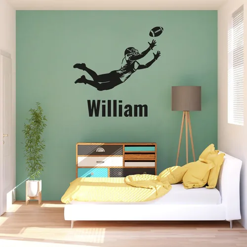 Vista 16 de Diseño de habitación deportiva con calcomanía de pared personalizada de fútbol, ideal para amantes del fútbol y jugadores, calcomanía personalizada