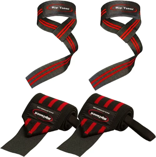 Vista 13 de Rip Toned Wrist Wraps & Lifting Straps Combo – Dynamic Duo Push & Pull Support for Weightlifting – Wrist Support Wraps + Padded Grip Straps for