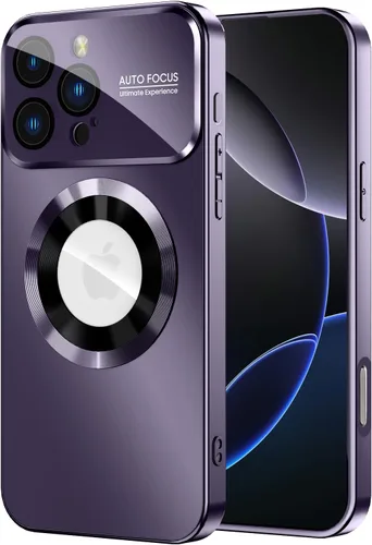 Vista 12 de MAKAVO Funda magnética para iPhone 12 Pro, compatible con MagSafe, protector de lente de cámara integrado, vista de logotipo, funda de teléfono a