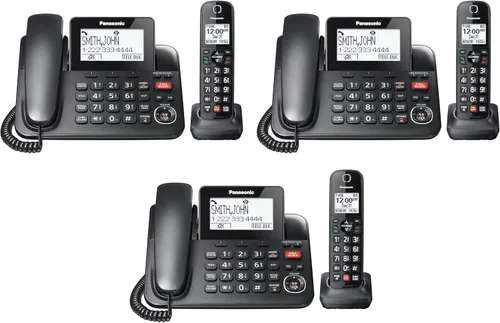 Vista 11 de Panasonic Teléfono con cable/inalámbrico con contestador, bloque de llamadas avanzado y grabación de 2 vías, 2 teléfonos ampliables hasta 6