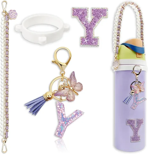 Vista 46 de Letter Handle Strap Accessories with Cute Initial Charm Compatible with Owala Water Bottle 24oz 32oz 40oz Owala Kids