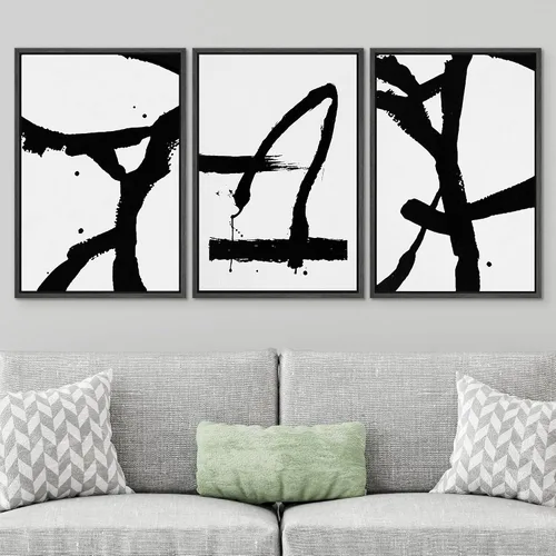 Vista 366 de SIGNWIN Lienzo enmarcado para pared, juego de arte pastel con cadena montañosa, bosque, niebla, naturaleza silvestre, ilustraciones modernas, arte