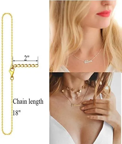 Vista 6 de Collar con nombre personalizable, dije de acero inoxidable chapado en oro de 18 quilates, joyería para niñas, regalo de cumpleaños