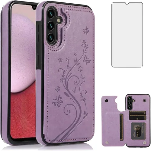 Vista 9 de Asuwish Funda de teléfono para Samsung Galaxy A14 5G con protector de pantalla de vidrio templado, tarjetero con soporte para tarjetero, soporte