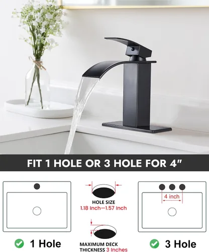 Vista 4 de Midanya - Grifo de baño con cascada de 1 agujero, sin drenaje, bronce aceitado with 24” cUPC Hoses,Deck Plate,for 1 or 3 hole