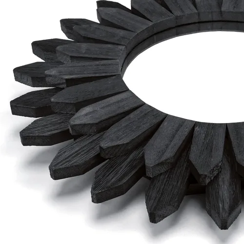 Vista 2 de Honiway Espejo de pared negro de 12 pulgadas, decoración de pared bohemia de madera, espejo decorativo para decoración de habitación, decoración