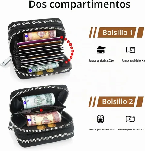 Vista 2 de CONISY - Cartera pequeña de cuero para mujer con bloqueo RFID (mariposa)