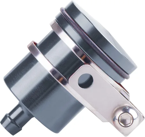 Vista 7 de Depósito de aceite universal de aluminio para motocicleta, depósito de líquido de freno, apto para Yamaha, Kawasaki, Honda, Suzuki, BMW y más (negro)