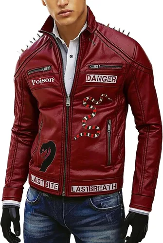 Vista 14 de Lambskin Leather Jacket for Men - Vintage Distressed Brown Biker Coat
