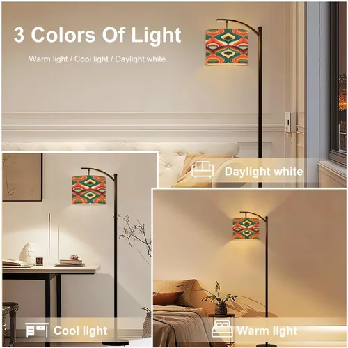 Vista 6 de Arc Floor Lamp Aesthetic mid century seamless retro design Decorative 50 s 60 s 70 s Tall Standing Lamp Modern Dimmable with Remote Adjustable Drum
