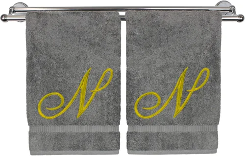 Vista 212 de Toalla de mano con monograma, regalo personalizado, 16 x 30 pulgadas, extra absorbente, 100% algodón turco, acabado de rizo suave, para baño, cocina