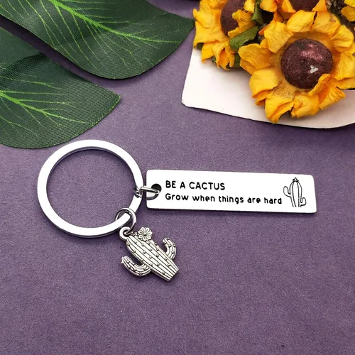 Vista 4 de Llavero de regalo de cactus divertido regalo inspirador joyería de cactus regalo para hijo hija cactus amante de los cactus regalo motivacional