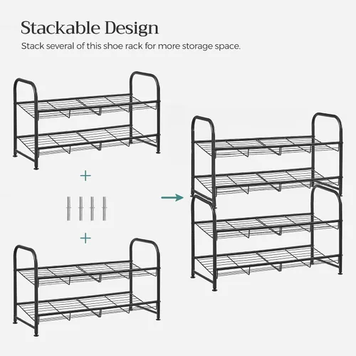 Vista 7 de SONGMICS Zapatero, Organizador de Zapatos de 2 Niveles para Clóset, Capacidad de hasta 8 Pares de Zapatos, Zapatero para Entrada Principal, Estante
