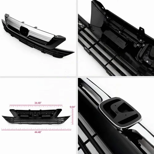Vista 5 de Parrilla delantera superior e inferior cromada compatible con Honda CR-V 2007 2008 2009