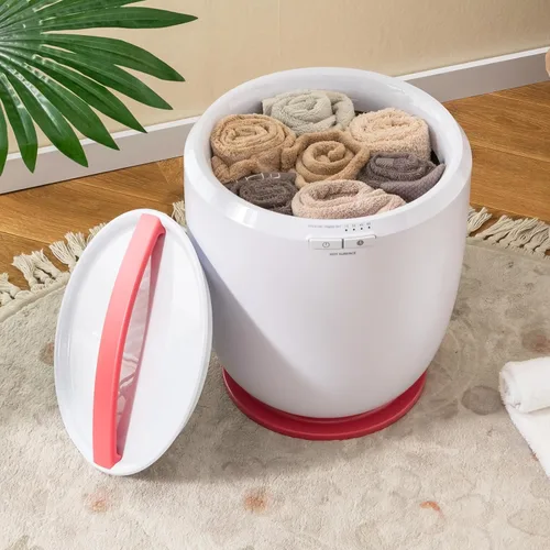 Vista 7 de Tangkula Cubo calentador de toallas, calentador de toallas de encimera para baño con soporte de aromaterapia, apagado automático y temporizador