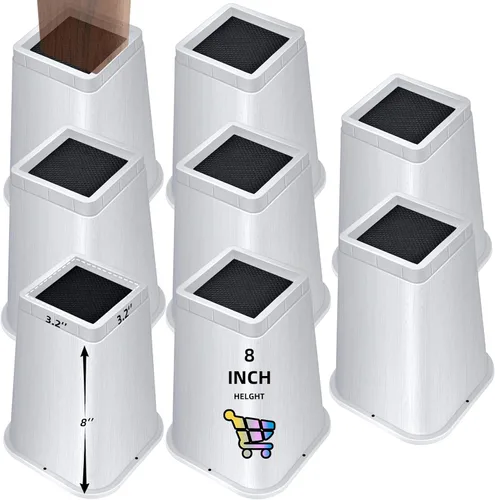 Vista 20 de Elevadores de cama ajustables de 8 pulgadas, soportes de elevación antideslizantes resistentes para camas, sofás, diseño cuadrado duradero