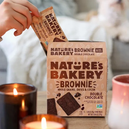 Vista 8 de Nature’s Bakery Barras de Brownie Doble Chocolate, Granos Integrales, Dátiles y Cacao, a Base de Plantas, Sin Lácteos, Barra de Snack, 6