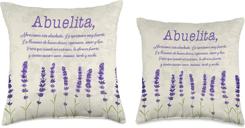 Vista 3 de Abuelita Loves Me Gifts Spanish Abuela Regalo para Abuelita Flor Lavanda Púrpura Manta Almohada 16x16, Multicolor
