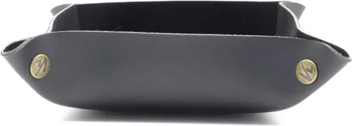 Vista 4 de K Bandeja de cuero para llaves, mesita de noche, caja de joyería para hombres, caja de escritorio para artículos de escritorio para dados, teléfono