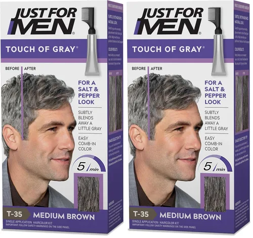 Vista 10 de Touch of Gray de Just For Men, 1 aplicación, paquete de 3 unidades, paquete de de 2, Marrón Touch of Gray light brown instantly blends away grays