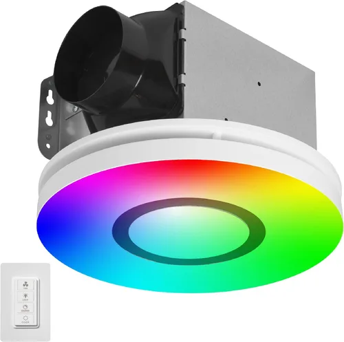 Vista 8 de Homewerks 7141-80 - Ventilador de baño con luz LED integrada para techos