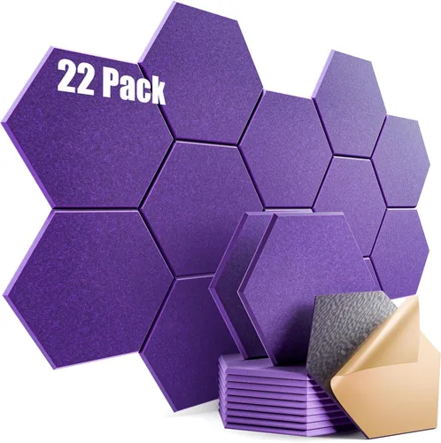 Vista 28 de Paquete de 12 paneles acústicos autoadhesivos de 12 x 10 x 0.4 pulgadas, paneles de espuma a prueba de sonido con alta densidad, elegante diseño