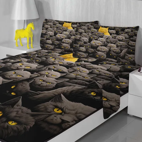 Vista 2 de Sábanas de gato tamaño individual – Sábanas y fundas de almohada de animales – 100% microfibra, estampado de alta cantidad de hilos, sábana
