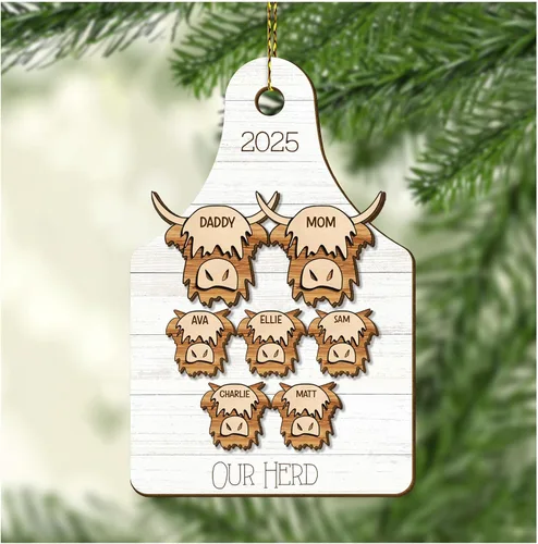 Vista 10 de Hyturtle Regalos de Adornos de Navidad Personalizados para Amantes de Vacas Highland - Adorno de Cerámica Navideño de Vaca Highland con Nombre